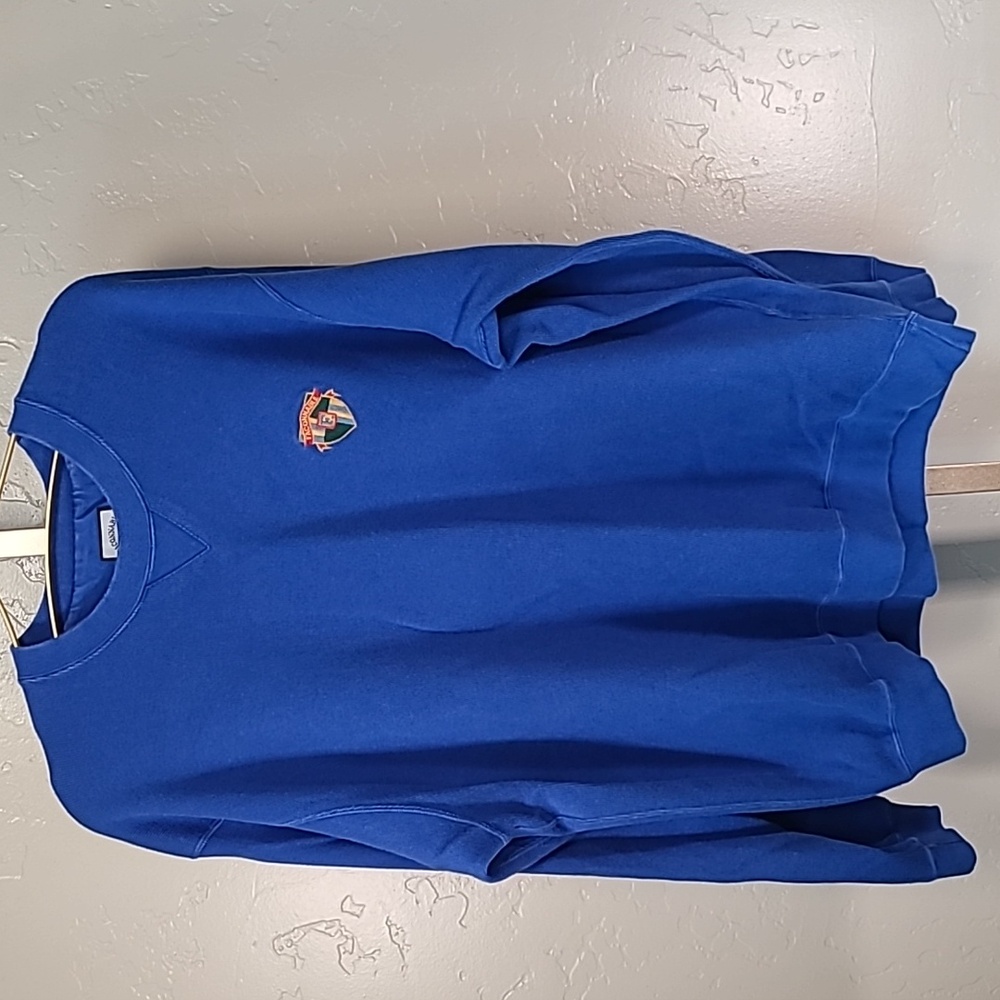 Faconnable Vintage 80s Royal Blue Crewneck Sweatshirt Made Hong Kong 100% Cotton